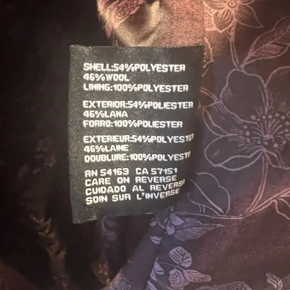 Guess Y2K Belted Pea Coat Womens XL Maroon Burgundy Silver Buttons - Picture 4 of 10